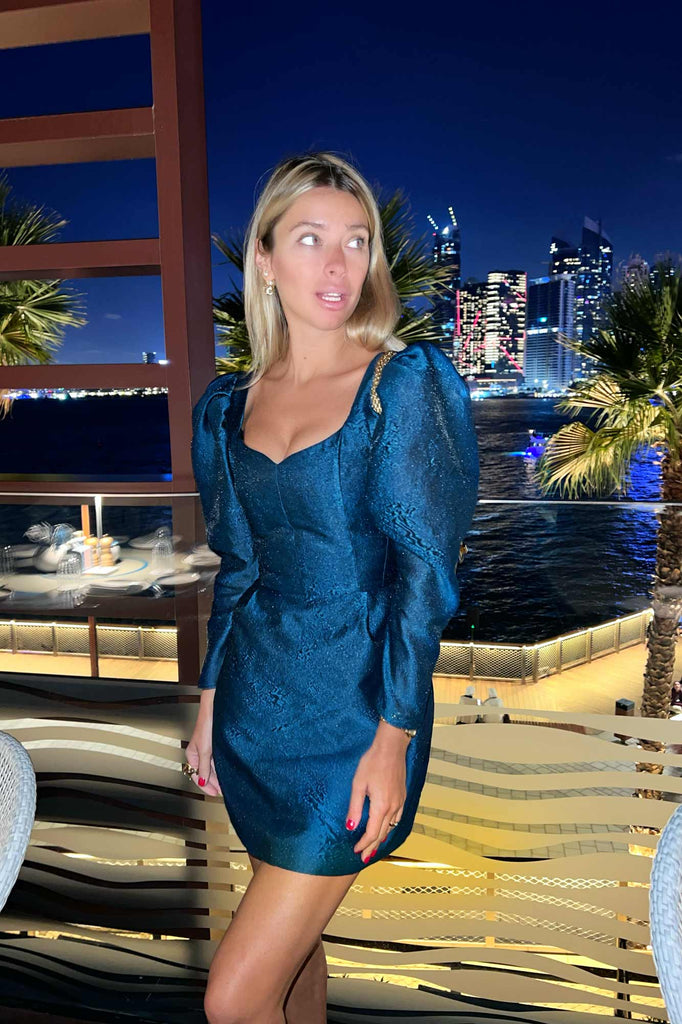 Jacquard Long Sleeve Mini Dress - POST MERIDIEM