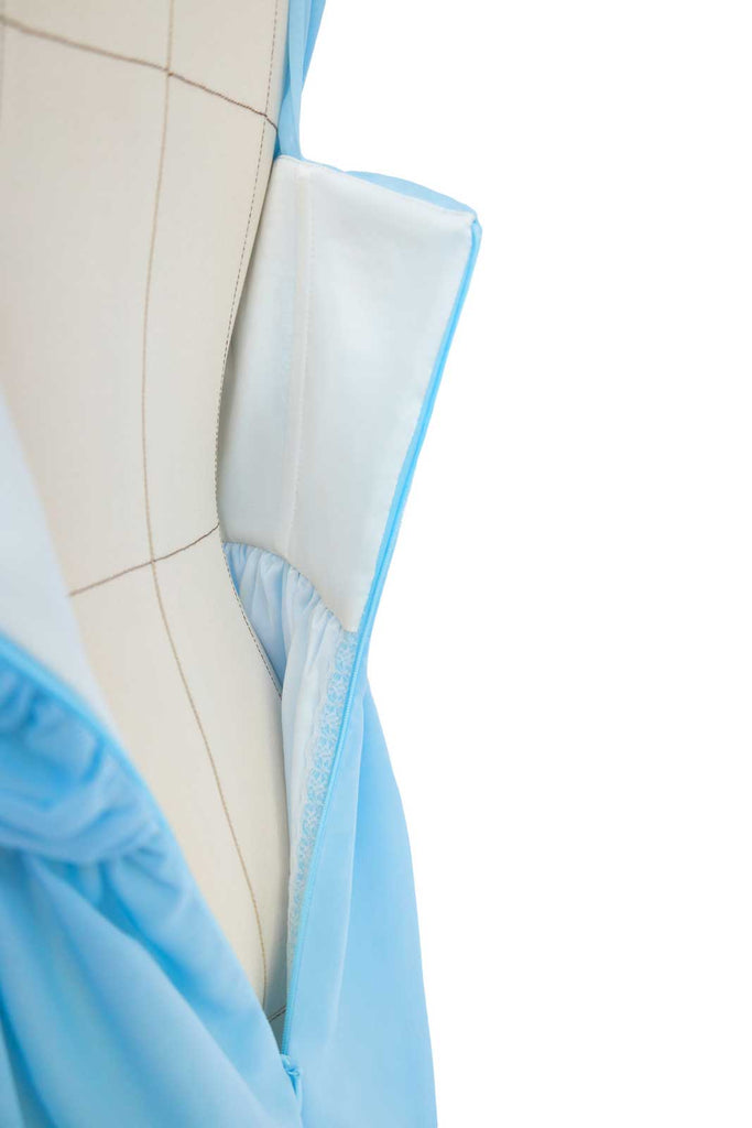 Draped Bodice Chiffon Midi Dress - POST MERIDIEM