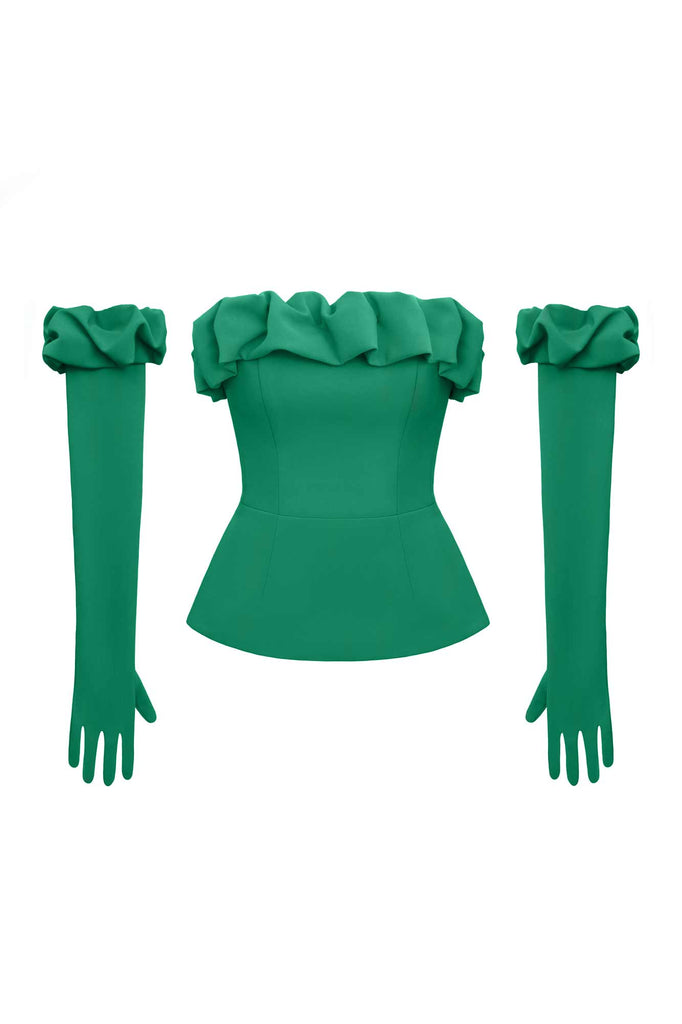 Flounced Bustier Top with Gloves - POST MERIDIEM